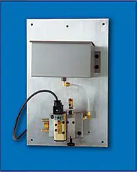 A wall mounted device with a pump and control panel.